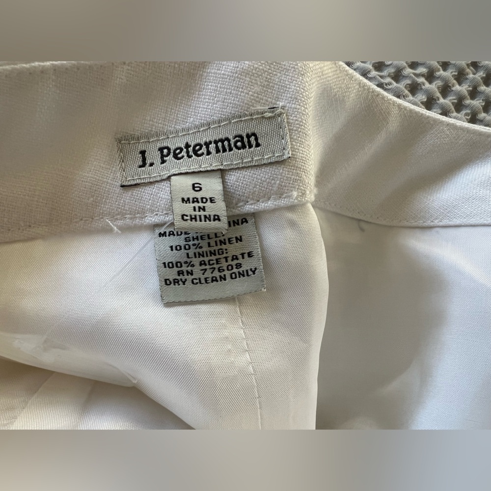 J.Peterman White Linen Button High Rise Wide Leg Pants - Picture 3 of 6